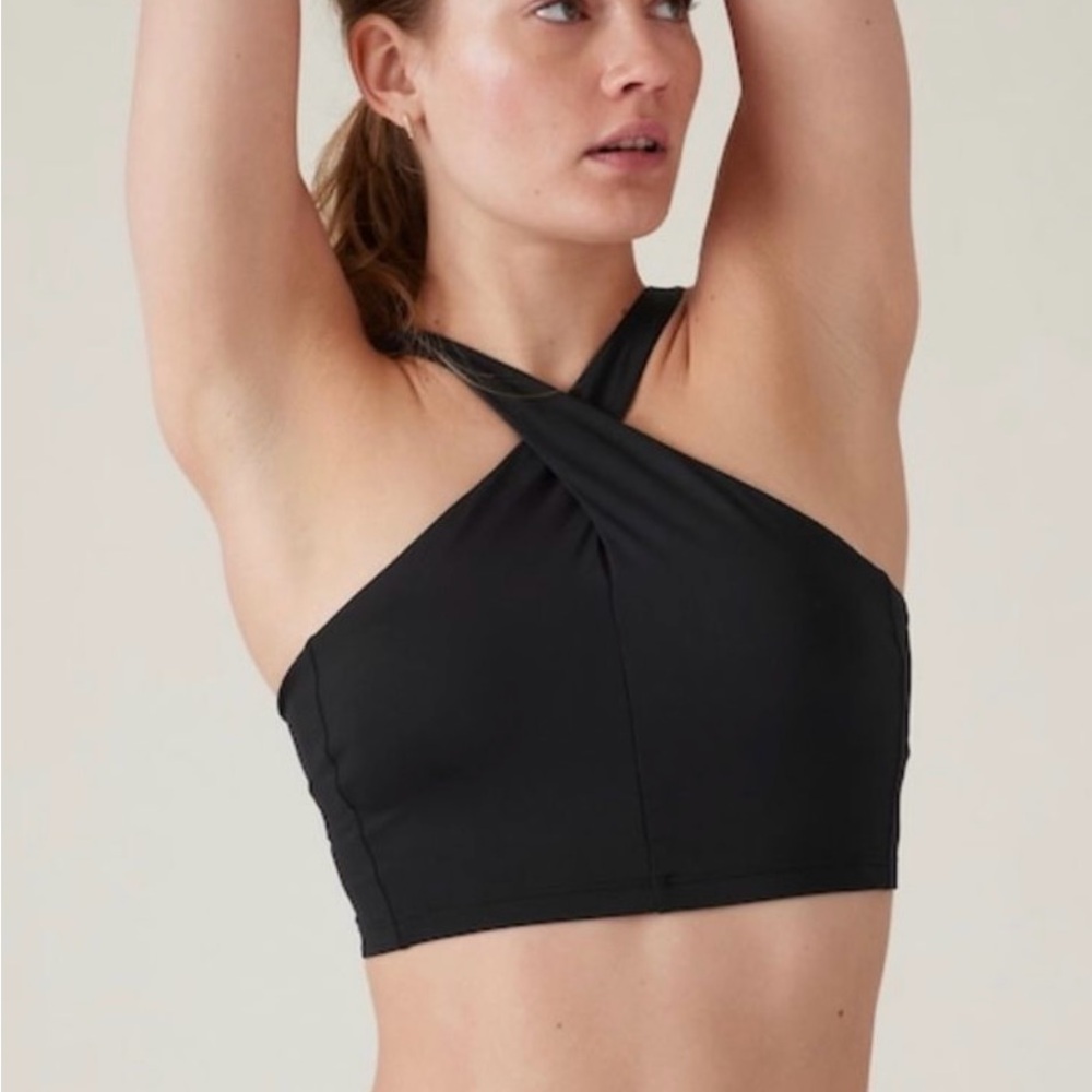 Athleta Crossed Bikini Top A-C Cups Removable Cups Black NWT Bikini Top